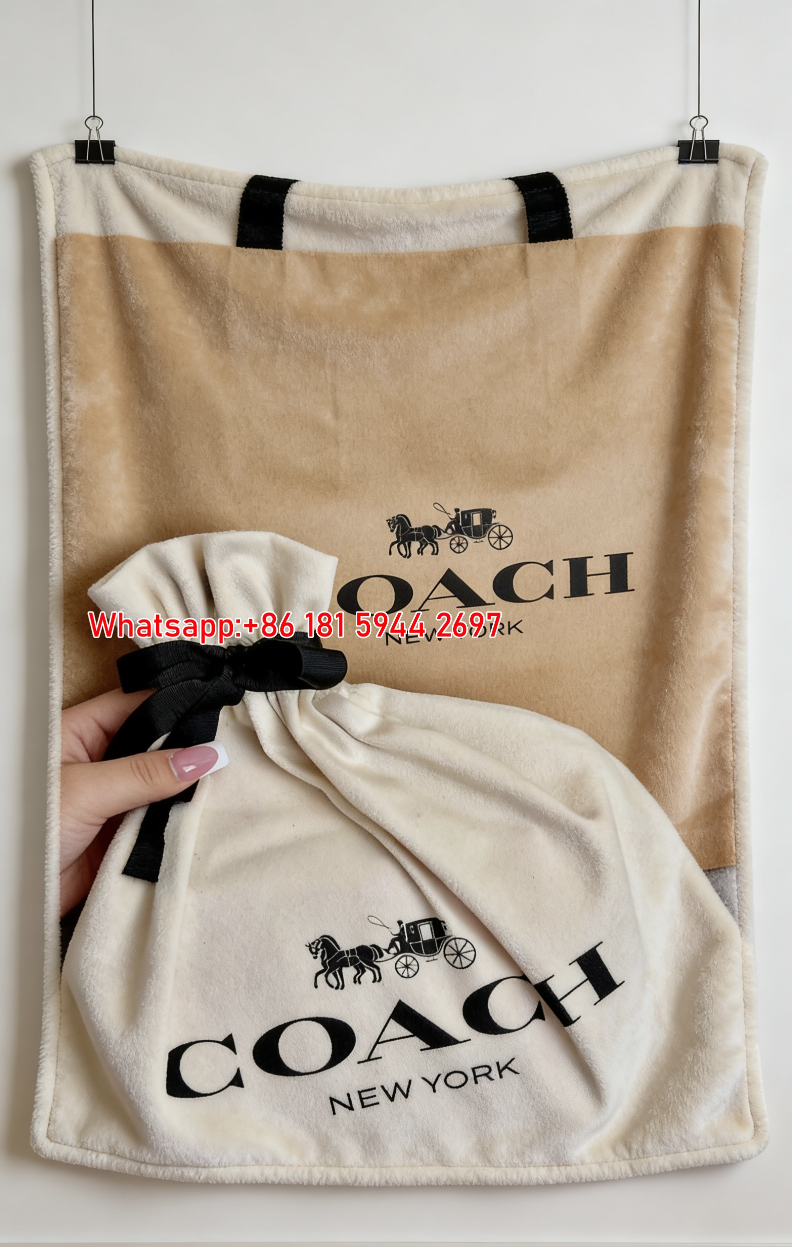 Coach New York Dust Bag Flannel Throw Blanket for Couch & Wall Decor C091